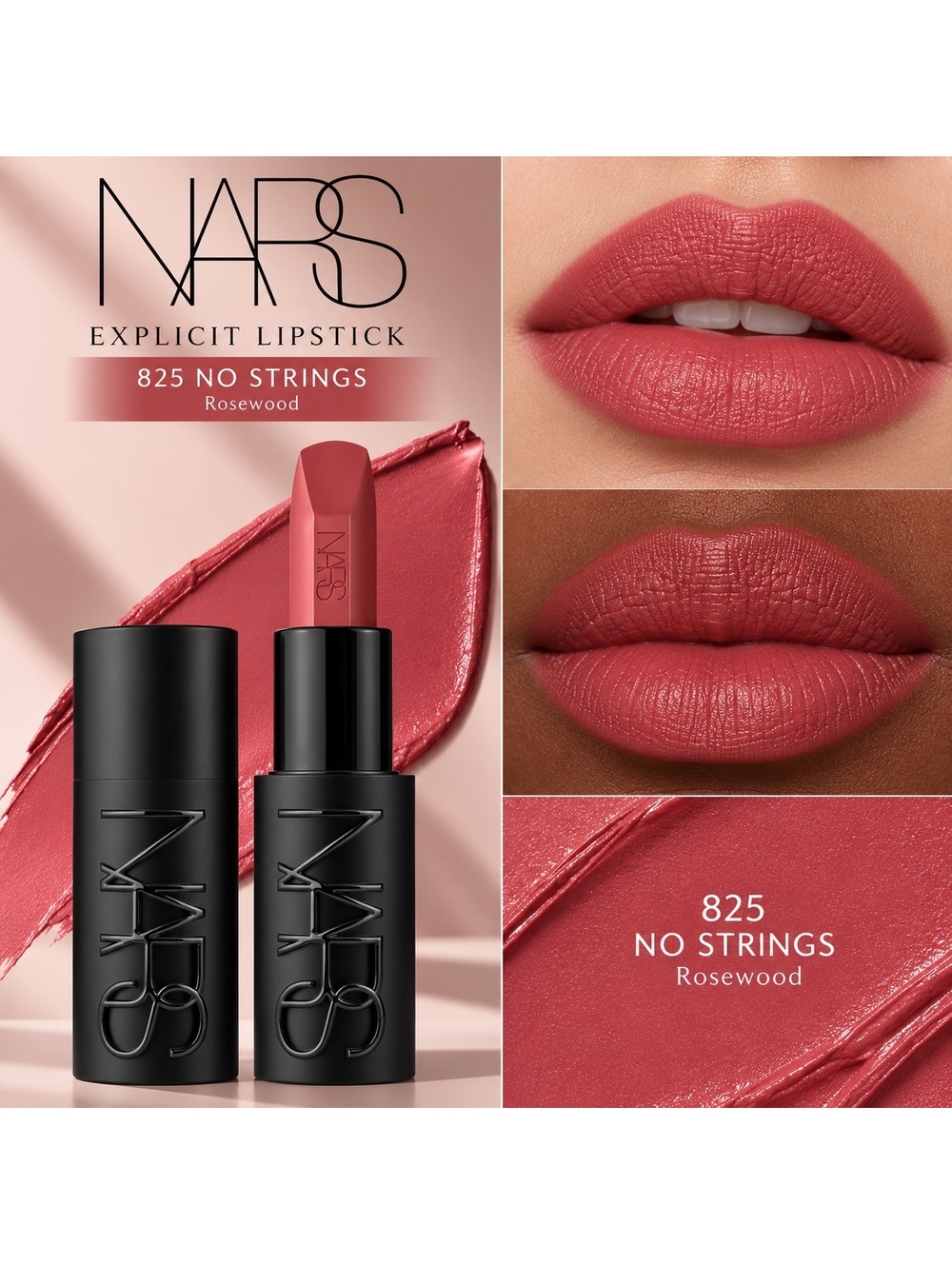NARS Explicit Lipsrick in 825 No Strings (Rosewood) Brand New in Box